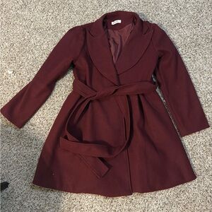 Grace Karin Burgundy Pea Coat